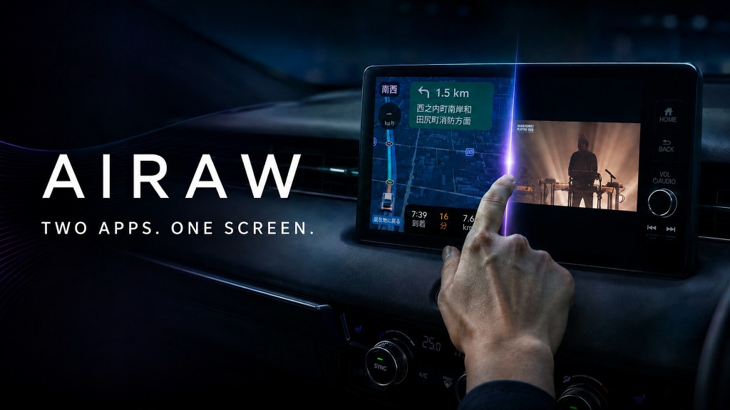 Airaw Split View on a car display