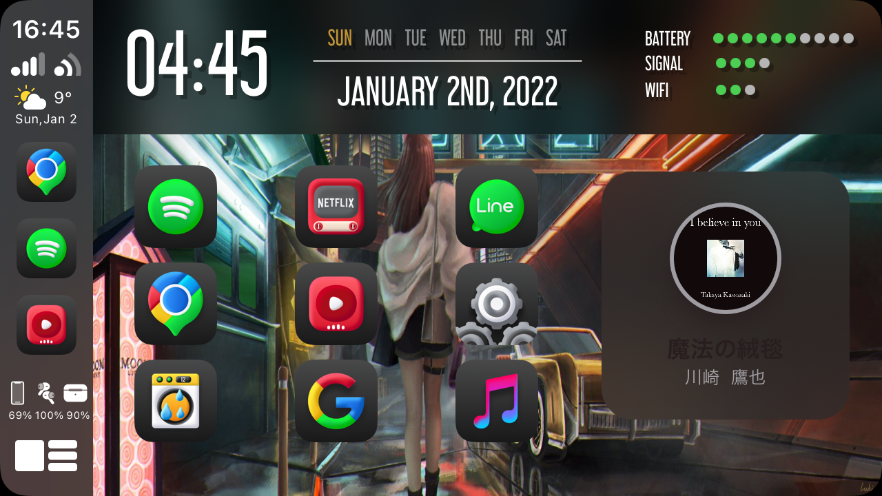 Airaw CarPlay wallpaper, music widget, and status bar