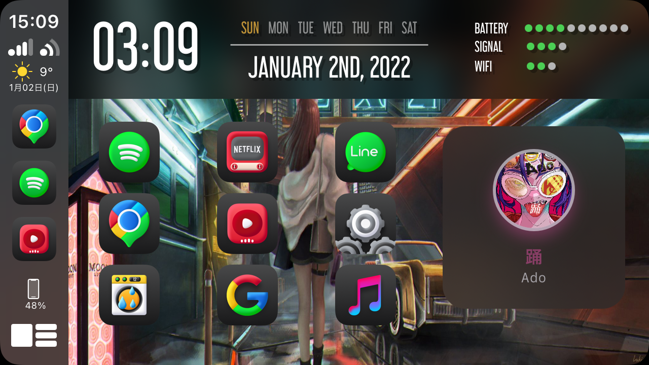 Airaw CarPlay dashboard widget layout